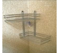 Полка D0027 угловая прямоугольная 2-х ярусная плоский борт, хром